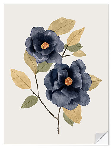 Muursticker Blue roses