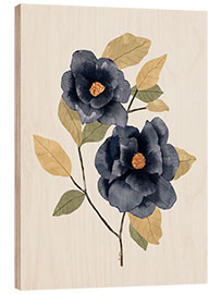 Hout print Blue roses