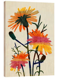 Wood print Colorfull Wild flowers