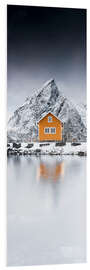 Tableau en PVC Traditional rorbu hut in winter, Norway