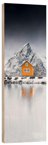 Trebilde Traditional rorbu hut in winter, Norway