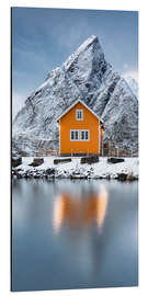 Aluminium print Dusk over a fishing hut by the sea, Norway