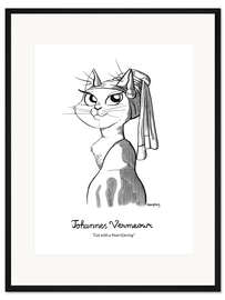 Gerahmter Kunstdruck Johannes Vermeowr - Cat with a Pearl Earring