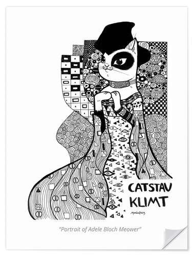 Wandsticker Catstav Klimt - Portrait of Adele Bloch Meower