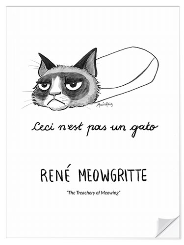 Adesivo murale René Meowgritte - The Treachery of Meowing
