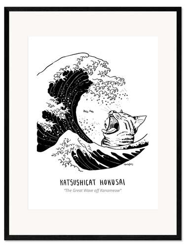 Kehystetty taidepainatus Katsushicat Hokusai - The Great Wave off Kanameow