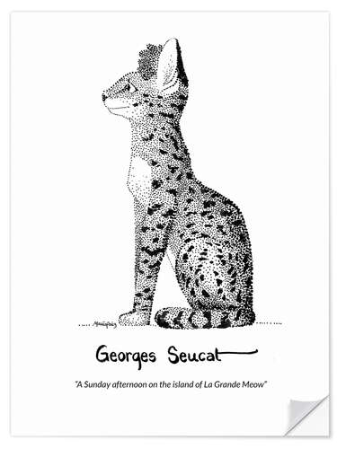 Selvklæbende plakat Georges Seucat - A Sunday afternoon on the island of La Grande Meow