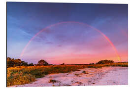 Alubild Regenbogen am Strand