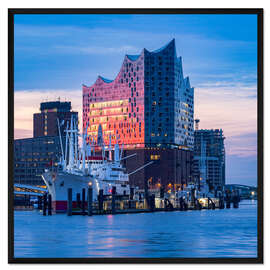 Gerahmter Kunstdruck Elbphilharmonie bei Sonnenaufgang