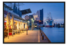 Gerahmter Kunstdruck Hamburger Hafen am frühen Morgen