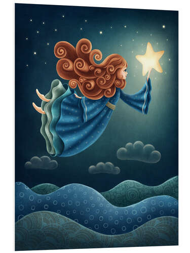 Foam board print Angel flying with star