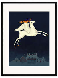 Gerahmter Kunstdruck Fliegender Hirsch
