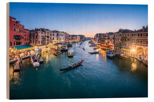 Holzbild Canal Grande am Abend, Venedig, Italien