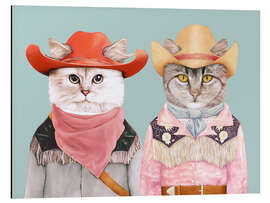 Tableau en aluminium Cowboy Cats