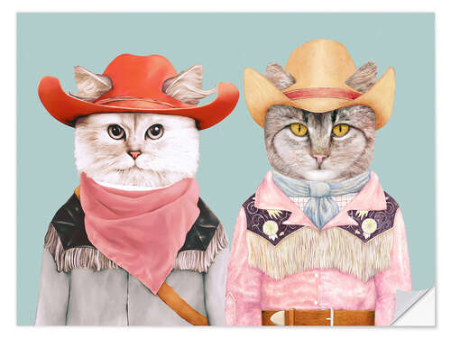 Selvklebende plakat Cowboy Cats