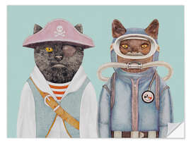 Selvklebende plakat Aquatic Cats