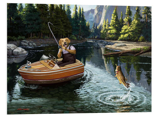 Foam board print Labrador fishing in the mountains