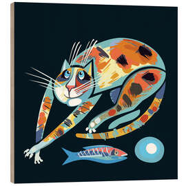 Cuadro de madera Satisfied Cat