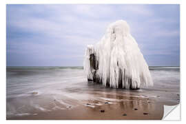 Selvklebende plakat Groyne on the Baltic coast near Kühlungsborn in winter