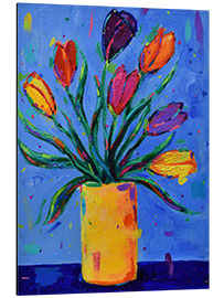 Aluminium print Tulips in a Yellow Vase