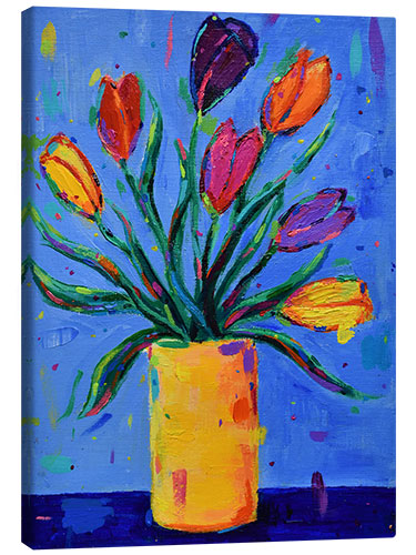 Canvastavla Tulips in a Yellow Vase