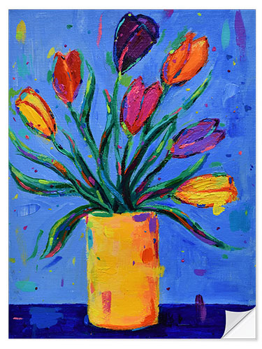 Naklejka na ścianę Tulips in a Yellow Vase