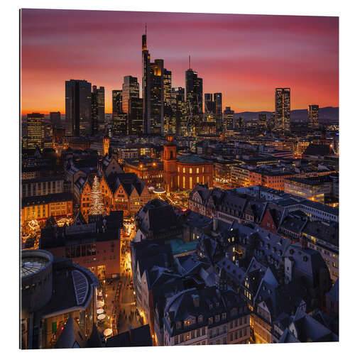 Gallery print Frankfurt skyline at sunset