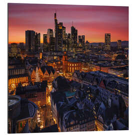 Magnettafel Frankfurt Skyline bei Sonnenuntergang