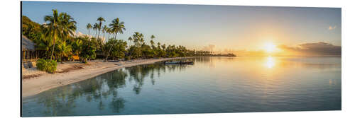 Alubild Sonnenuntergang am Strand auf Moorea, Französisch Polynesien