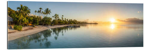 Tableau en plexi-alu Sunset on the beach in Moorea, French Polynesia