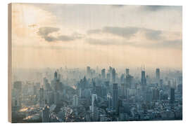 Tableau en bois Shanghai skyline at sunrise