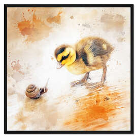Gerahmter Kunstdruck Küken auf Entdeckungsreise