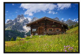 Gerahmter Kunstdruck Blumenwiese in den Alpen