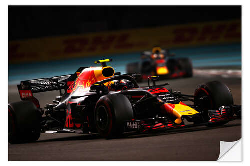 Wall sticker Max Verstappen leads Daniel Ricciardo, Red Bull Racing, Abu Dhabi GP, 2021