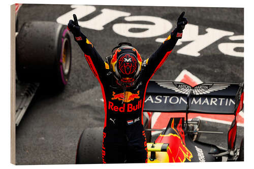 Wood print Max Verstappen, 1st position, Parc Ferme, Mexican GP 2018