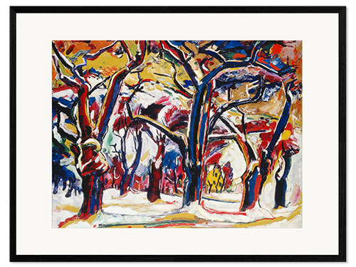 Impresión de arte enmarcada Cherry orchard in winter