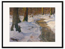Kehystetty taidepainatus Winter forest with an icy brook