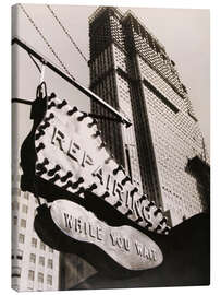Canvas print Illuminated sign for a shoe repair shop, New York