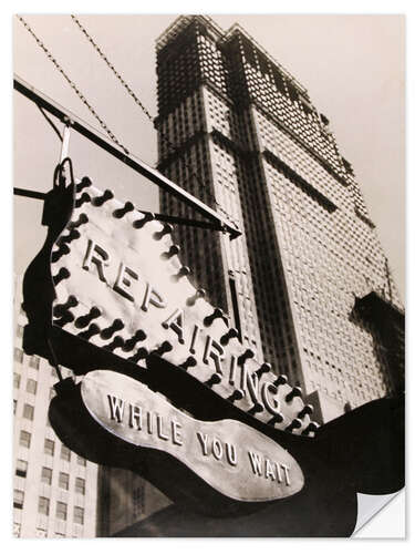 Adesivo murale Illuminated sign for a shoe repair shop, New York
