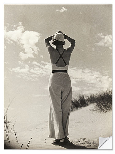 Selvklæbende plakat Nordseebad Langeoog, woman on the beach