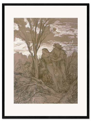 Gerahmter Kunstdruck Hamlet und Horatio auf dem Kirchhof