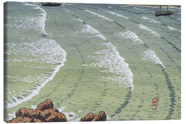 Tableau sur toile Rocky sea book with ships