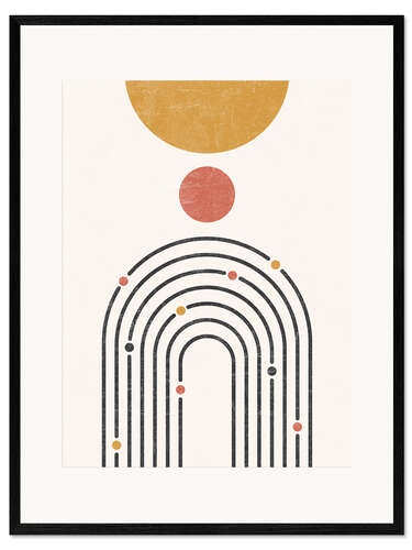 Impresión de arte enmarcada Minimalist Rainbow and Moon