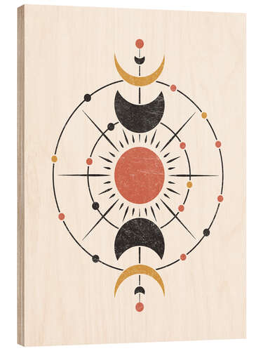 Print på træ Minimalist Moon Phase