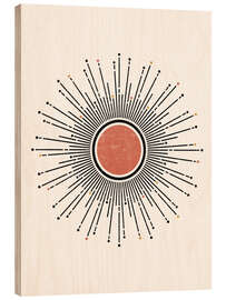 Wood print Minimalist Boho Sun