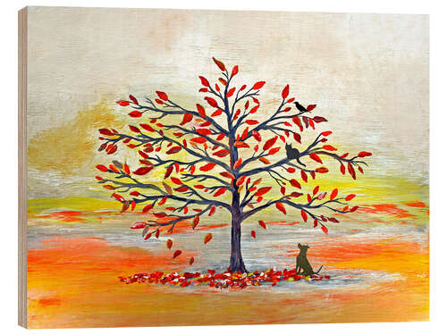 Stampa su legno Busy autumn tree