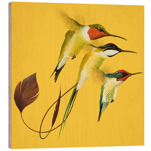 Wood print Humming Birds