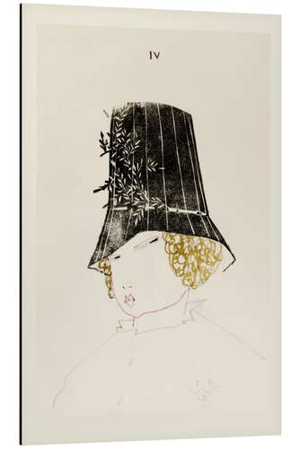 Tableau en aluminium Design for a Hat, Plate 4, illustration from "Wiener Werkstatt Mode 1914/15"