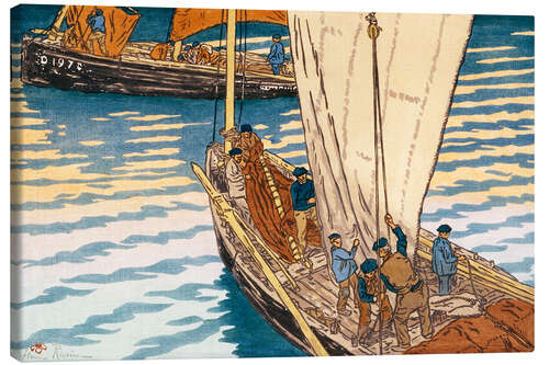 Canvas print Departure of the Sardinian boats in Tréboul