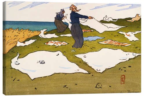Obraz na płótnie Women drying clothes (Saint-Briac)